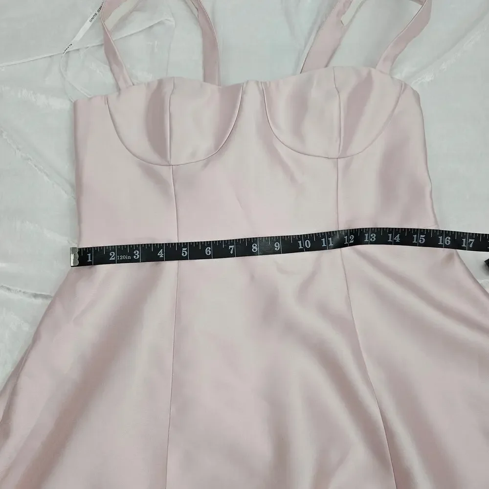 Alfred Sung Pink Bustier Lace Up Back Pocketed Satin Gown Women's Size 12R NWOTF - Picture 16 of 16